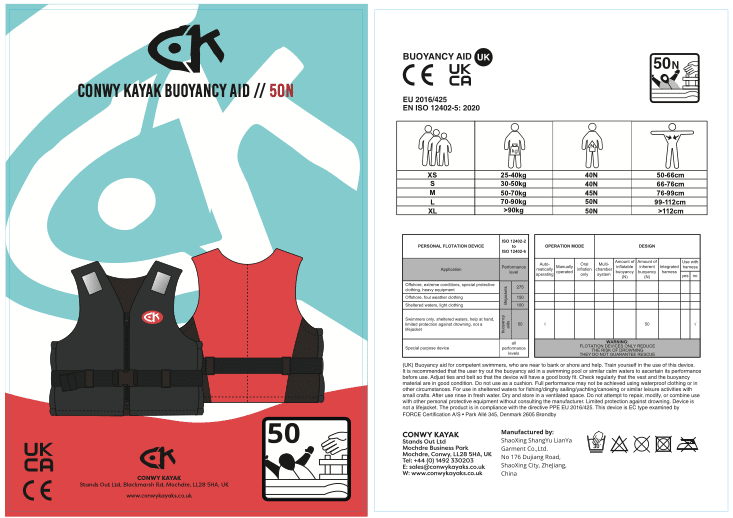 Conwy Kayak Buoyancy Aid - Large | Conwy Kayaks