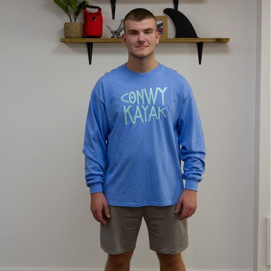 conwy kayak - blue long sleeve t-shirt