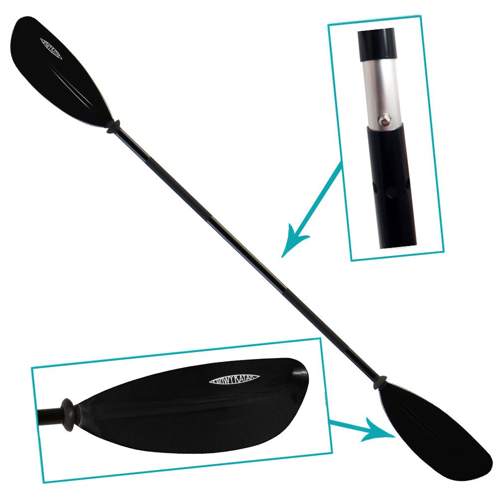 Conwy Kayak - Black 2 Piece Aluminium Kayak Paddle 220cm | Conwy Kayaks